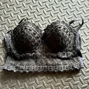 Windsor Medium Lace & black rhinestone Bustier Top